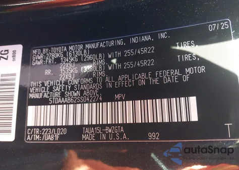 2025 Lexus Tx 350 Luxury z USA, uszkodzony, nr VIN 5TDAAAB62SS042274